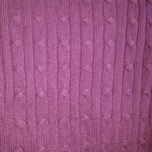 Purple Cotton Cable Crewneck Sweater M - Picture 5 of 5